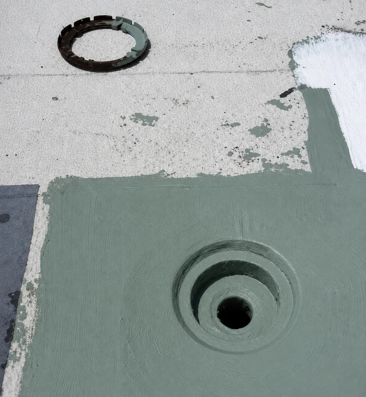 The same roof drain after restoration