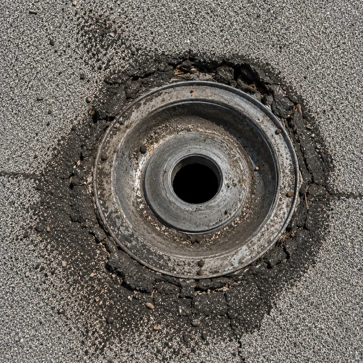 Failing roof drain before repair