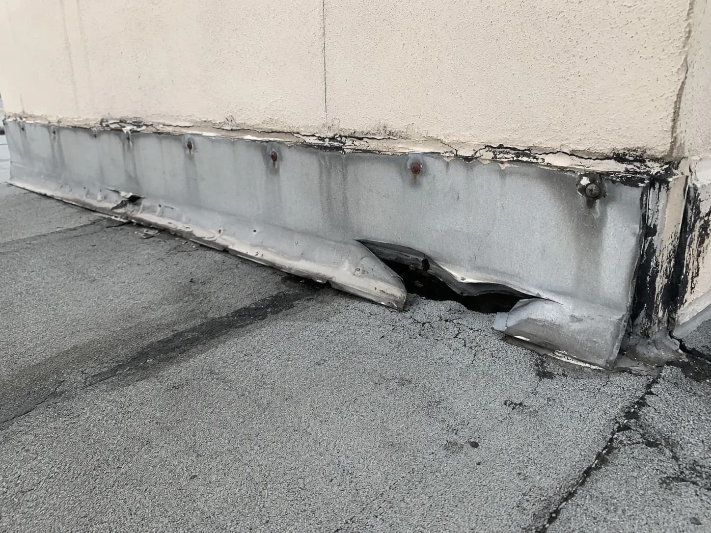 Deteriorated pipe penetration before repair